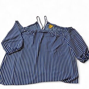 Wrangler Navy Striped Off-Shoulder Blouse